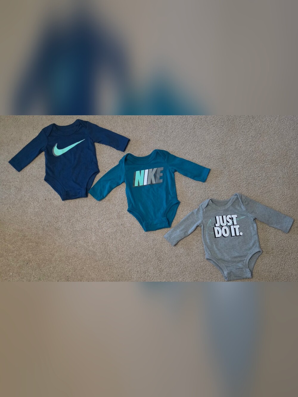 Nike Baby Boy Long Sleeve Bodysuit Bundle 3pc Set - Size Newborn